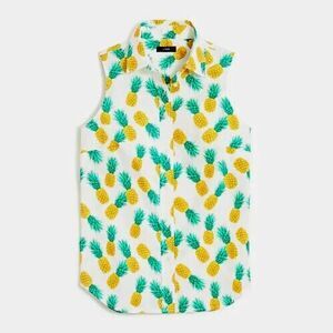 J.Crew Sleeveless pineapple cotton poplin shirt in signature fit Size M